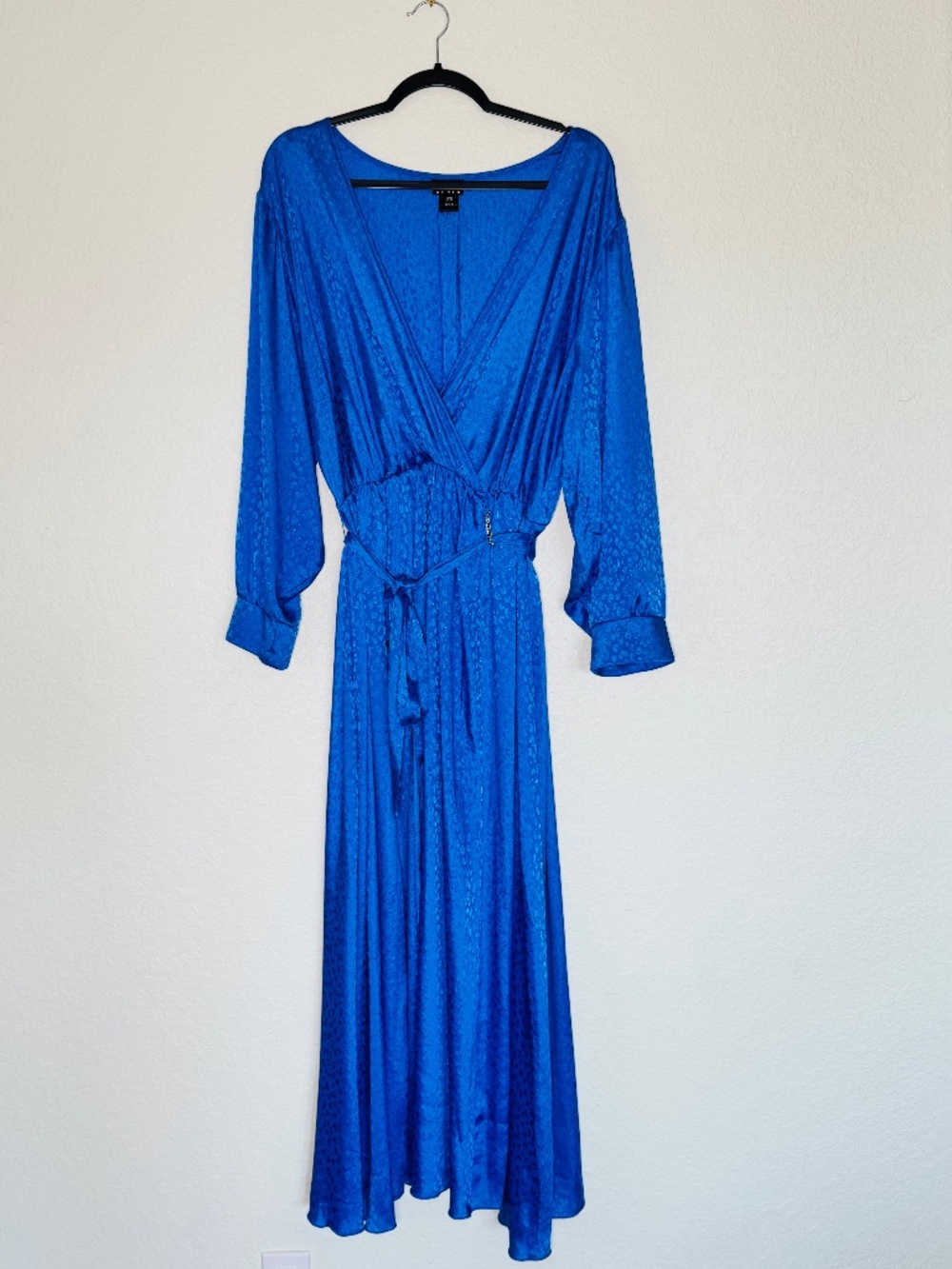 Enfocus Studio Women Maxi Dress 18W Royal Blue Satin Jacquard Cocktail Party MOB